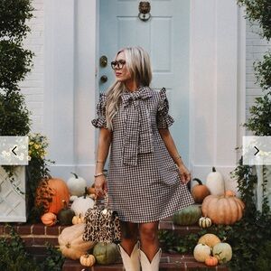 Elizabeth Wilson Josie shift dress in chocolate gingham